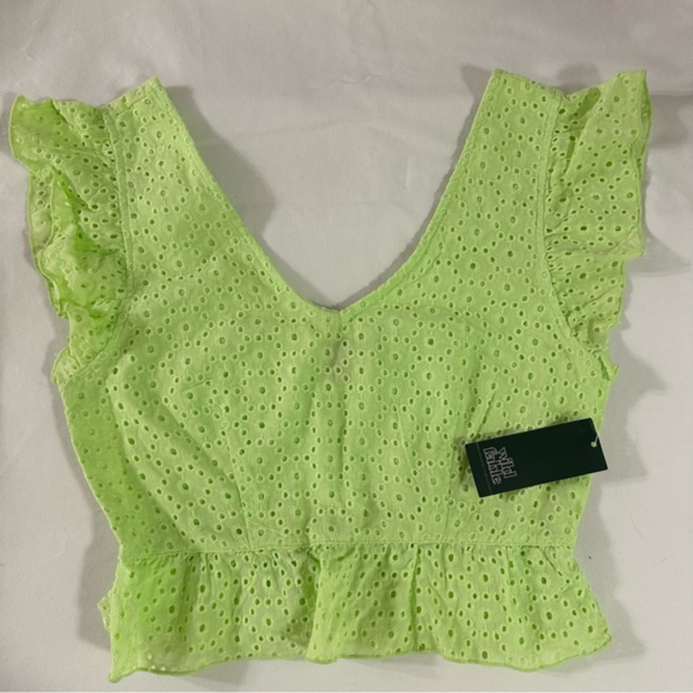 Wild Fable Lime Green Eyelet Blouse